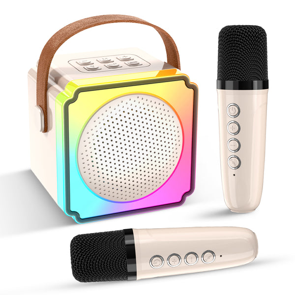 Caiord P8 Mini Karaoke Machine for Kids with 2 Wireless Microphones